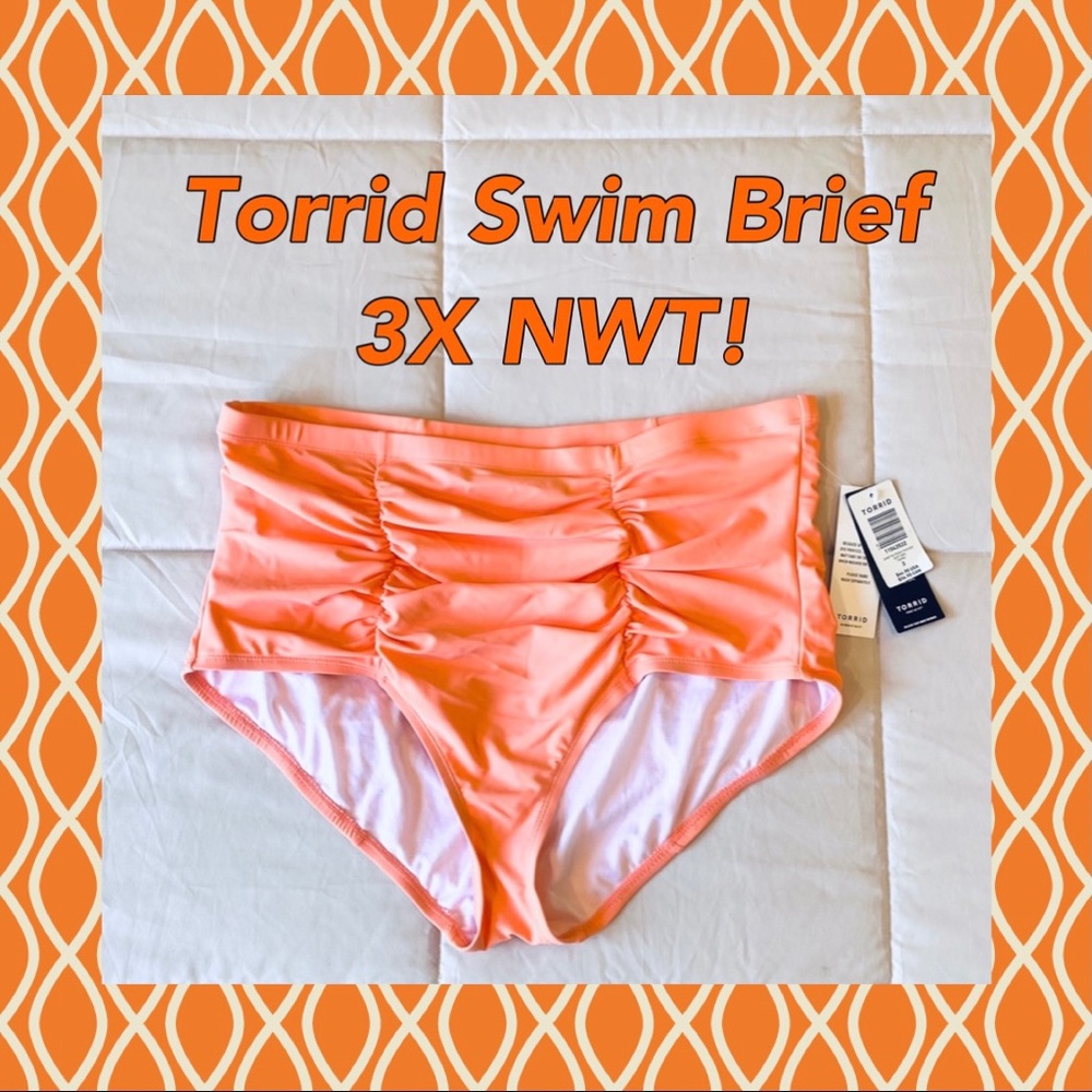 NWT Torrid Peach Pink Ruched Swim Brief 3X 😍